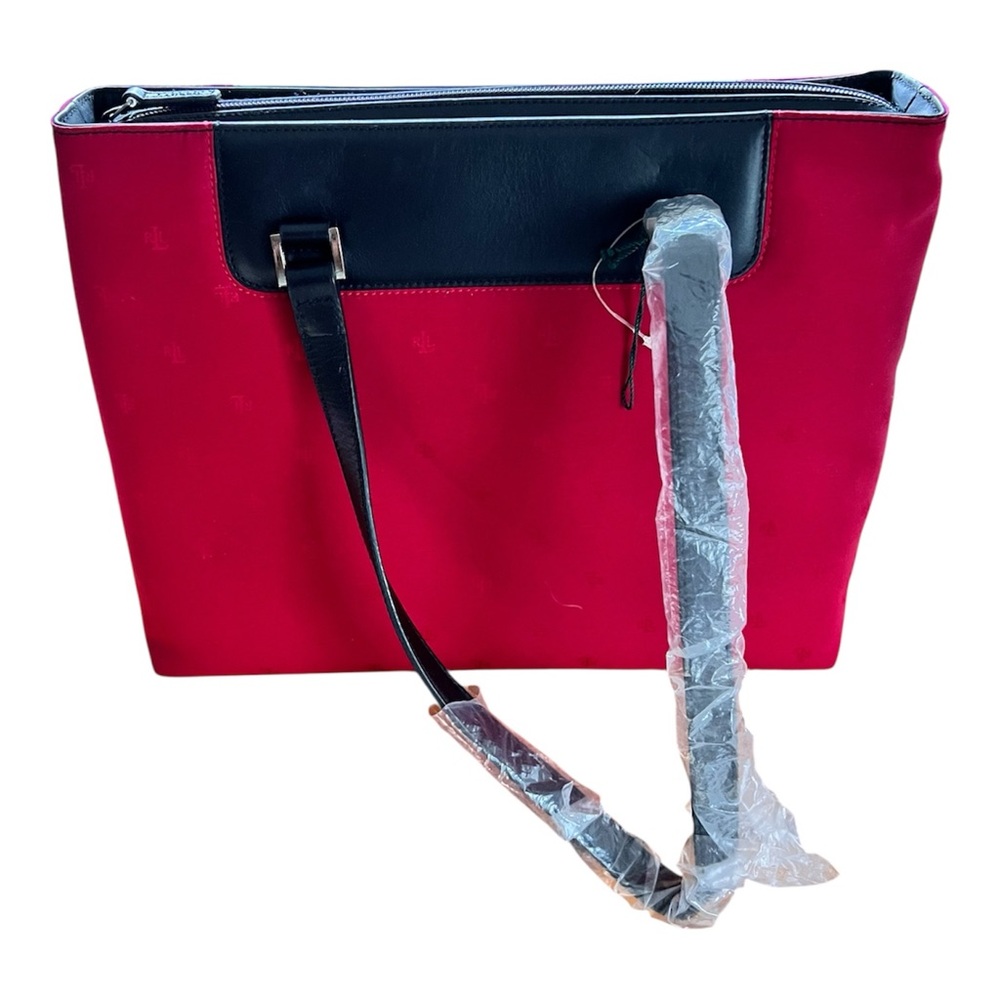 NWOT Lauren Ralph Lauren Keaton Monogram Nylon Tote - Red/Black